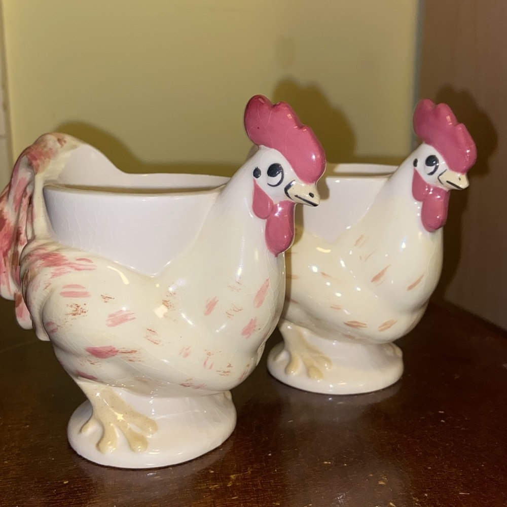 Rooster egg cups Vintage